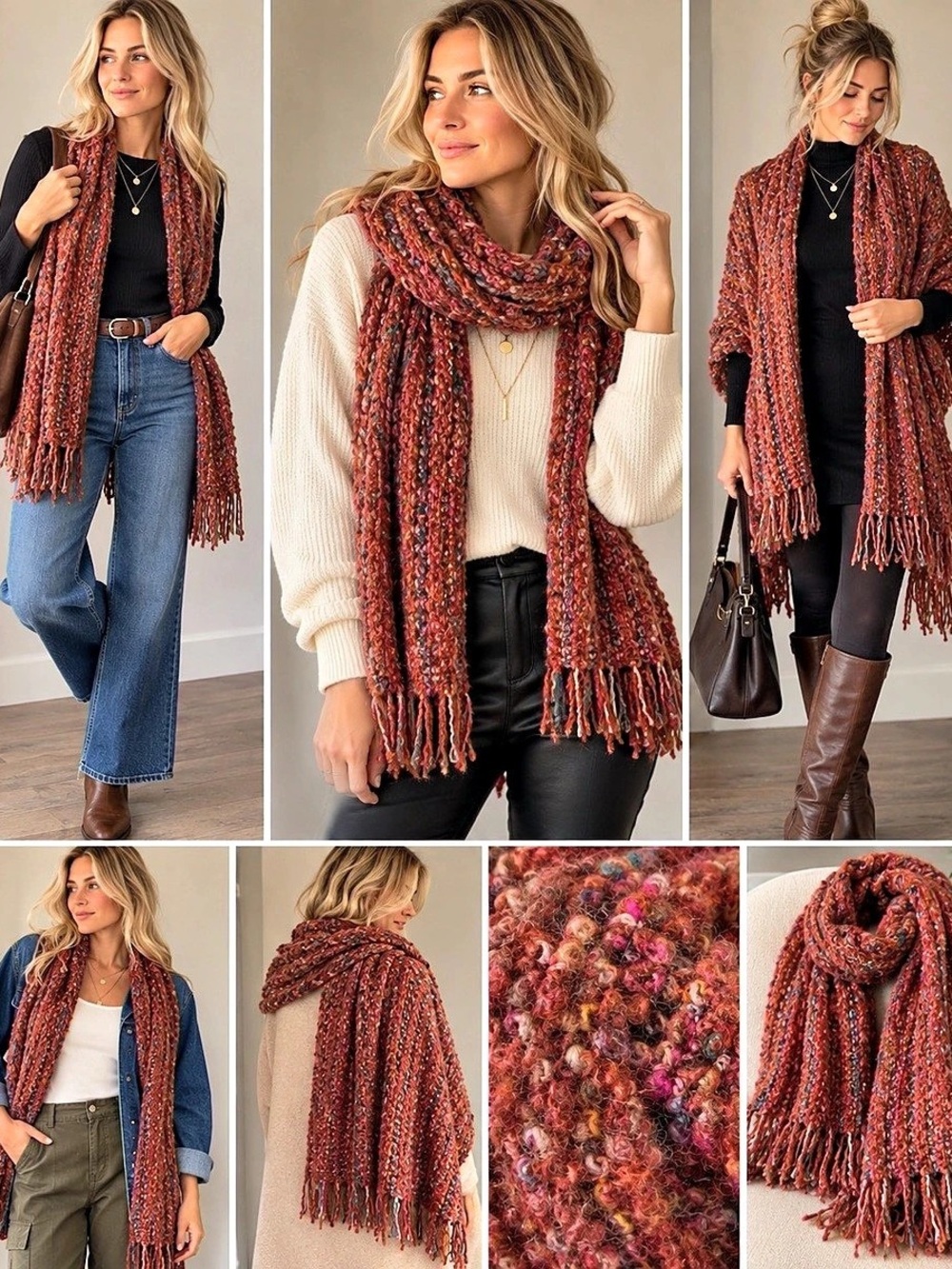 Doris Hayes Handwoovens Handwoven Multicolor Fringe Scarf vintage 54” long 12”bo